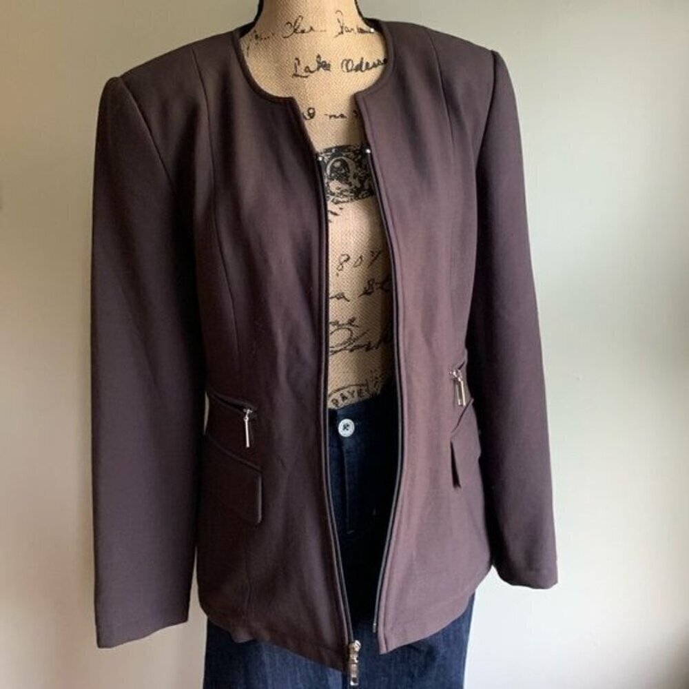 Philippe Adec brown blazer jacket size 8 suit jacket - Picture 2 of 12